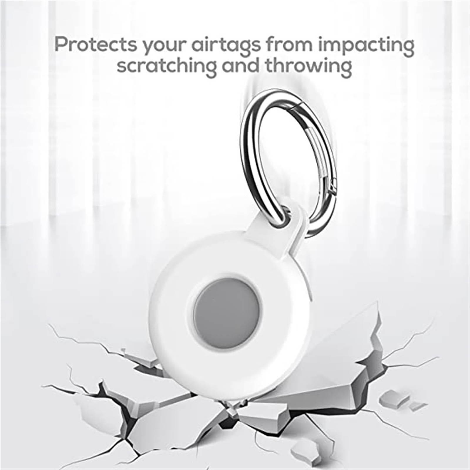 For AirTag Case Silicone Protective Sleeve Cover Keychain AirTags white