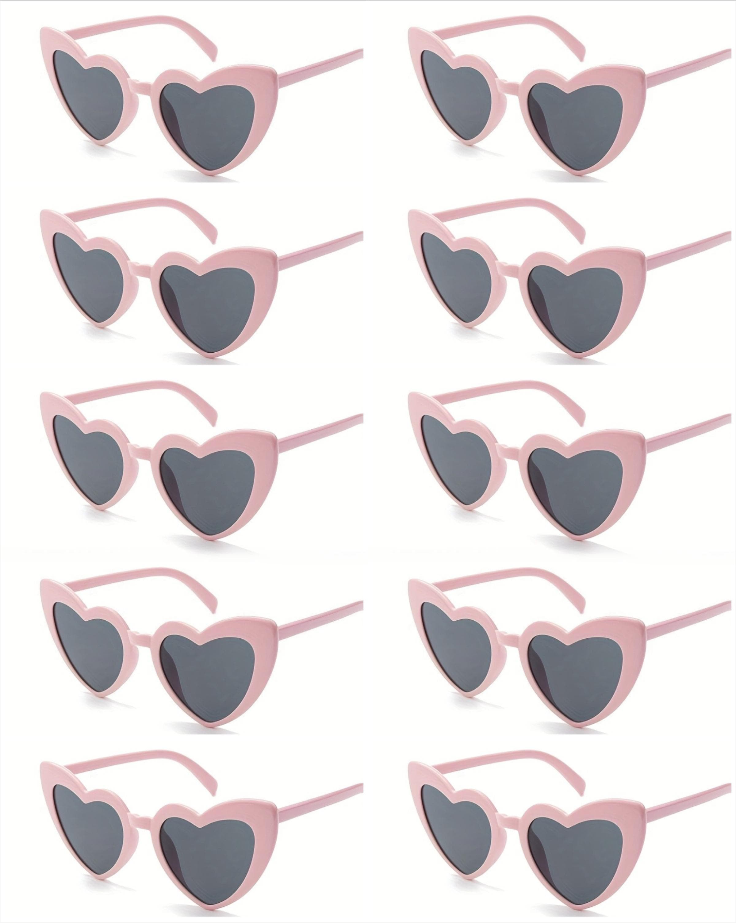 10pcs Retro Love Sunglasses Women Fashion Big Face Thin Frame Summer Travel UV Protection Sunshade