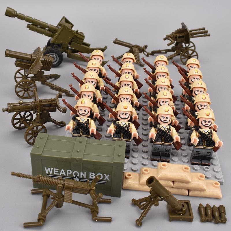 20pcs/batch WWII Military Characters WWII Soldiers National Army Building Blocks Weapons Assembling Bricks Children's Toys
