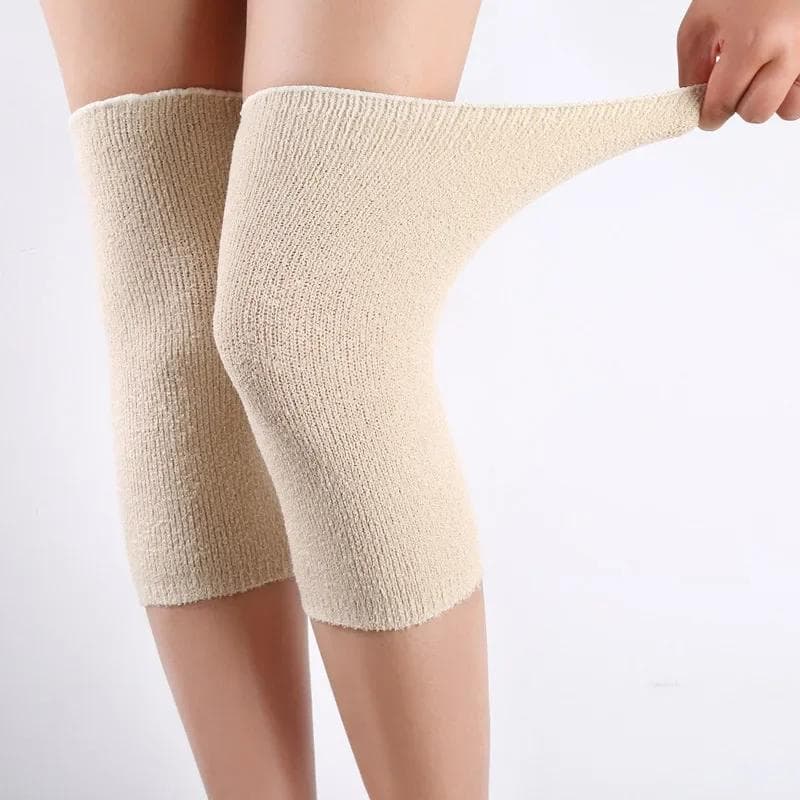 1 Pair Long Cashmere Warm Kneepad Knee Sleeve Wool Knee Warmer Men Women Cycling Lengthen Knee Protector Pad nude