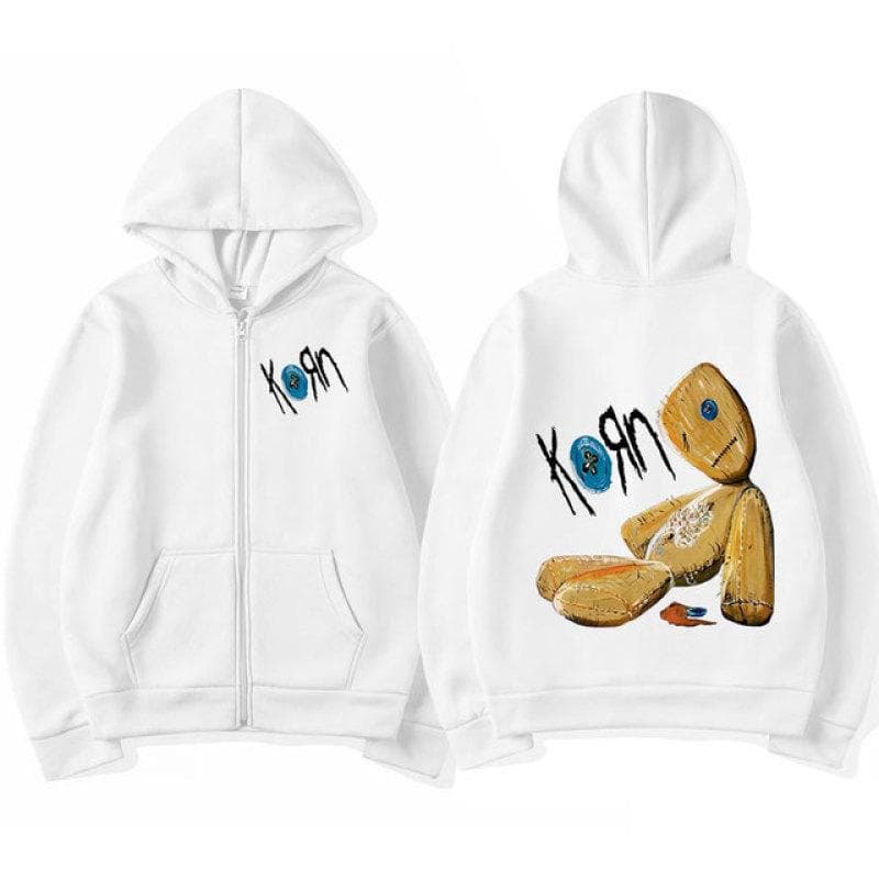 Korn Issues Rock Band New Black Zipper Hoodie Metal Gothic Vintage Oversized Zip Up Hoodies Streetwear Men Women Jacket Coats XXL