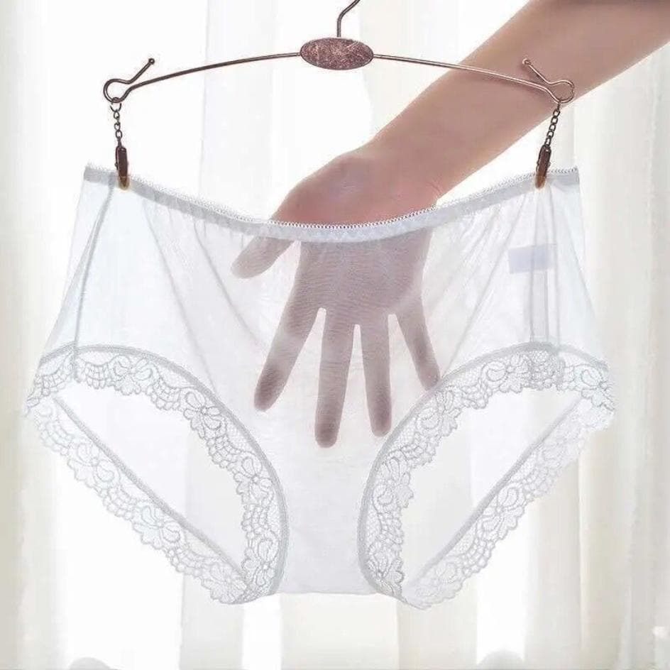 Panties for Woman Underwear Sexy Lace Breathable Soft Female Briefs Panty Sexy Transparent Women's Underpants XL white