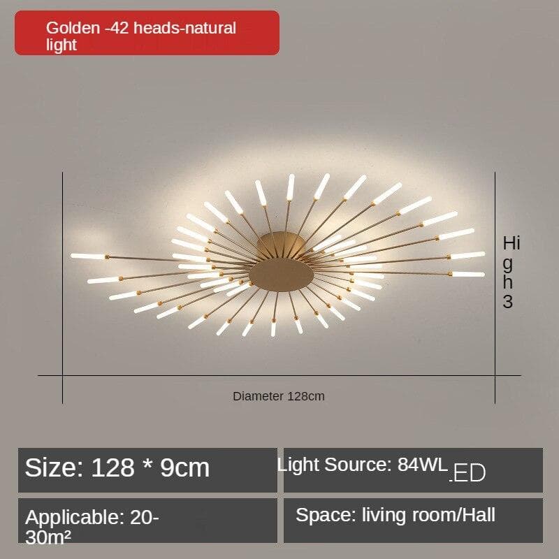 Fireworks Led Chandelier for Living Room Bedroom Home Chandelier Modern Led Ceiling Chandelier Lamp Lighting Chandelier 42 heads gold