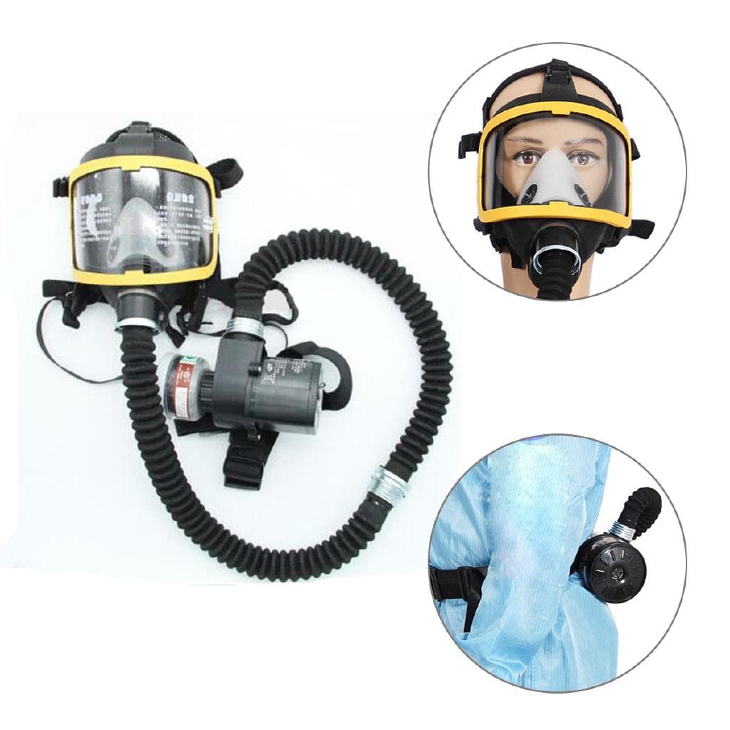 Electric Constant Flow Supplied Air Fed Full Face Gas Mask Respirator System Protective Mask Safety Supplies 1Set