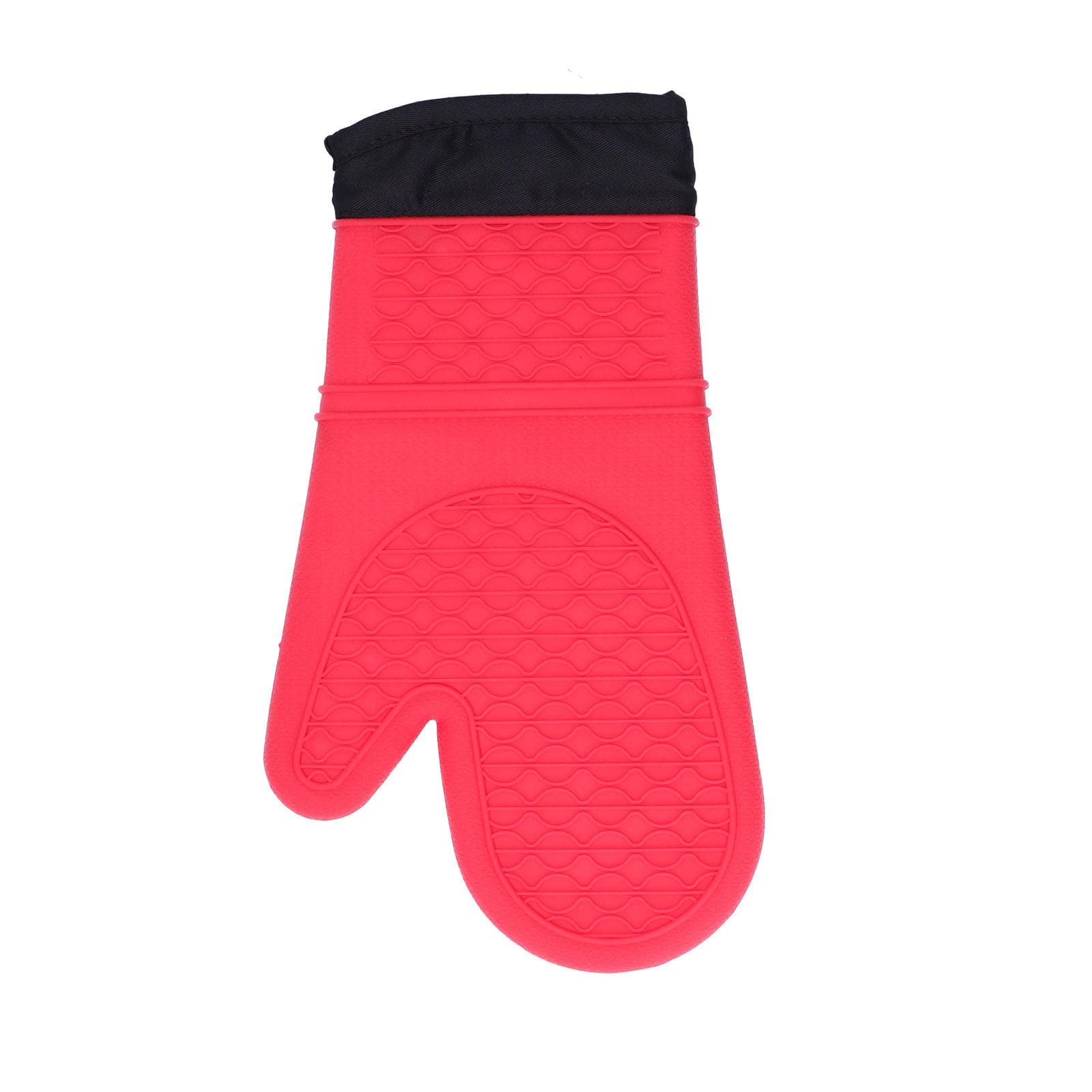 Silicone Oven Mitts with Cotton Heat Insulated Anti Scalding Baking Gloves for Home KitchenBlue red
