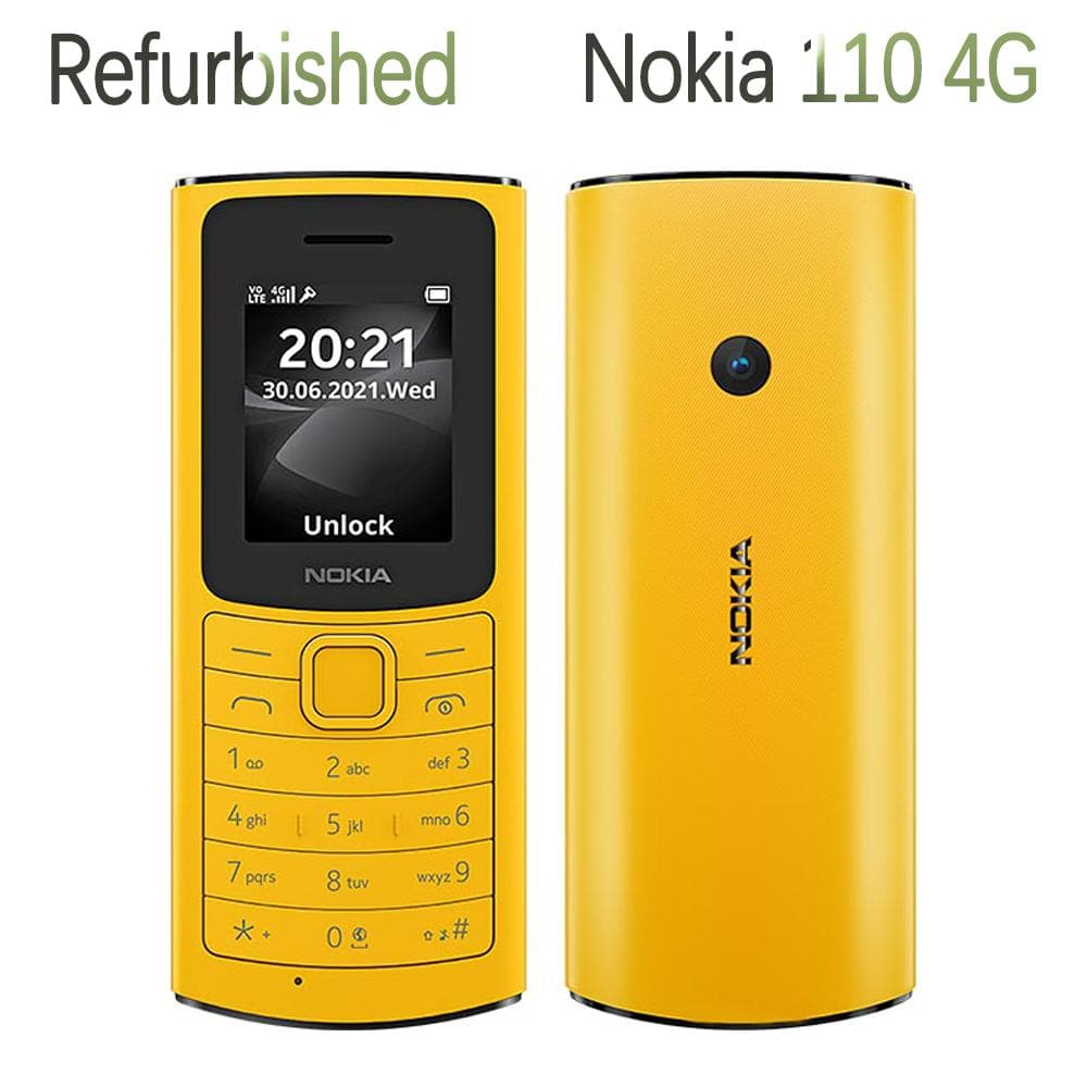 Refurbished Nokia Original Nokia 110 4G (2021) LTE 4G Mobile Phone With Single 1/2 SIM 1 Battery 1 Charger yellow
