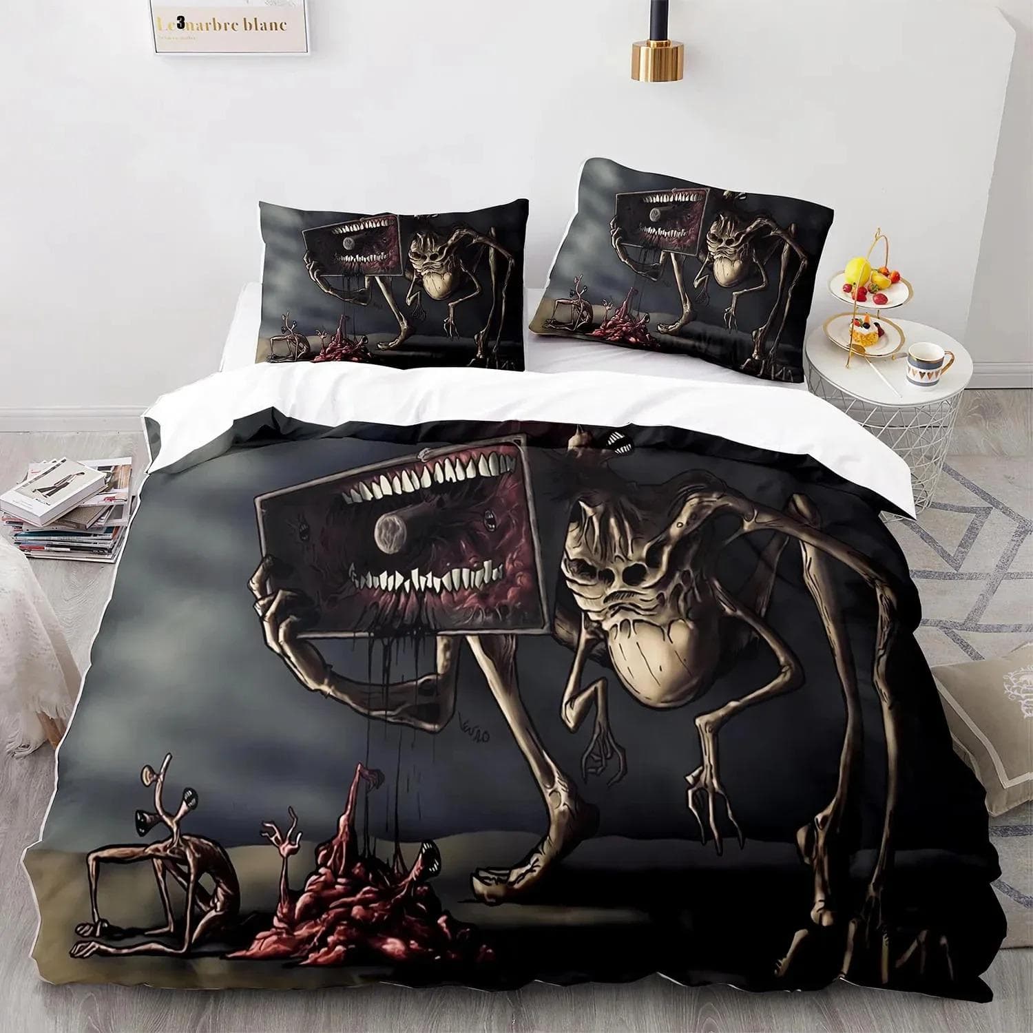 3D Print Siren Head Bedding Set Duvet Cover Bed Set Quilt Cover Pillowcase Comforter king Queen Size Boys Adult Bedding Set 70x133cm 2pcs