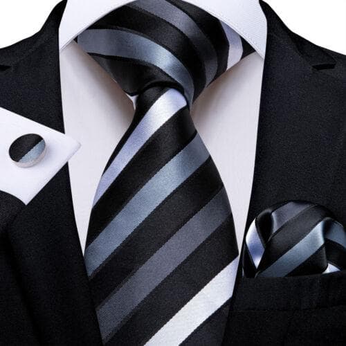 DiBanGu Mens Silk Necktie Set Striped Paisley Solid Tie Pocket Square Cufflinks N-7654