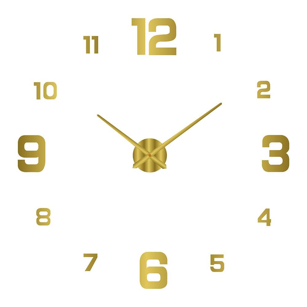 3D DIY Luminous Dial Drill-free Acrylic Frameless Silent Wall Clock with Number Stickers for Living 80cm gold