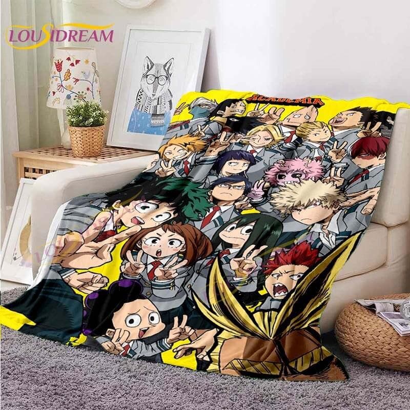 My Hero Academia Blanket Anime Blankets Midoriya Izuku Blankets Bed Sofa Lazy Soft Blanket Boys Girls Kids Gift Flannel Blankets 100x150cm