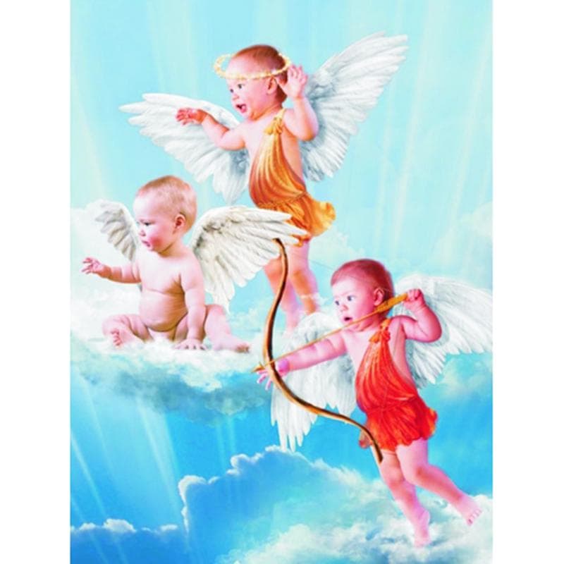 Full Round 5D DIY Diamond Embroidery Play The Angel Diamond Painting Cross Stitch Rhinestone 20X30CM
