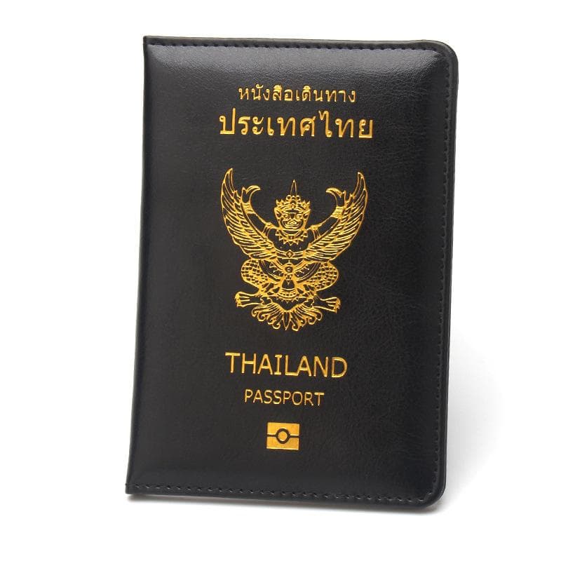 1Pc Thailand Passport Cover Pu Leather Protection Passport Wallets Travel Document Holder For Thailand black