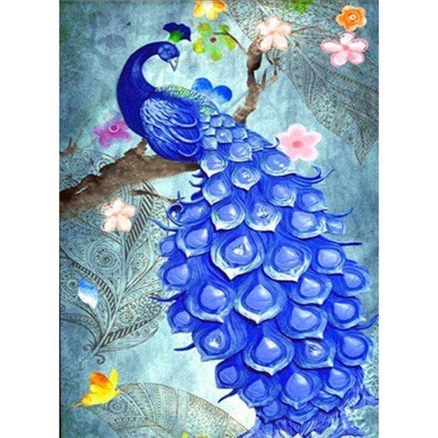 Diamond Painting Animal Peacock Cross Stitch Diamond Embroidery Eagle Mosaic Full Round Rhinestone 20X30CM light blue