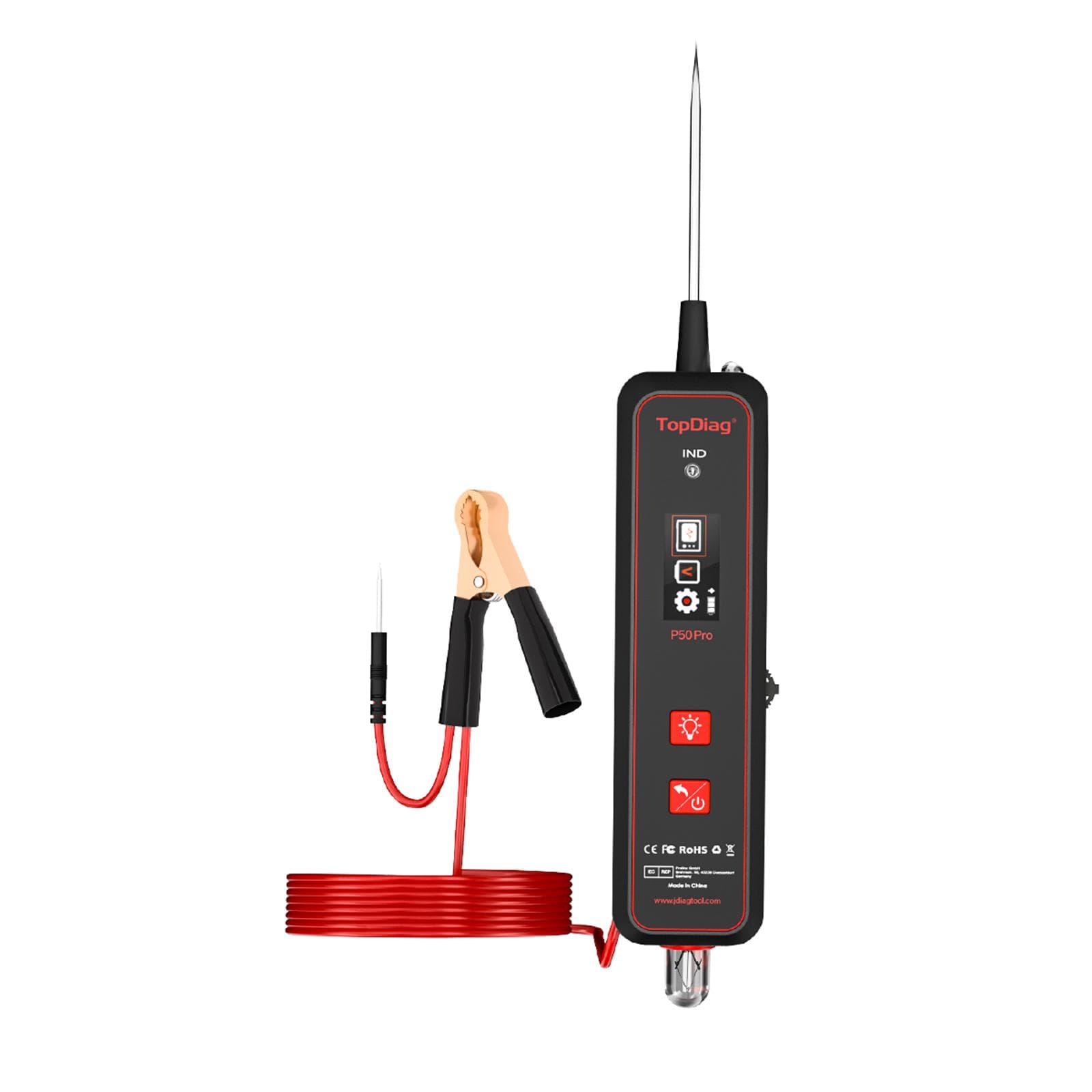 TopDiag p50pro Automotive Circuit Tester Power Circuit Probe Tester Mini Oscilloscope Signal AC DC black