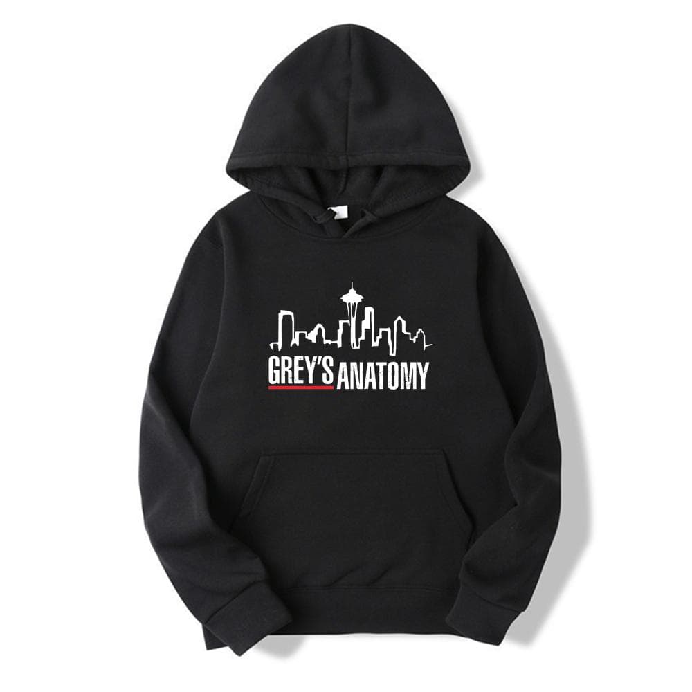 Grey's Anatomy Hoodie Grey Sloan Memorial Hospital Hoodies Women Long Sleeve Pullovers Casual Tops Tv Show Inspired Sweatshirt XL black