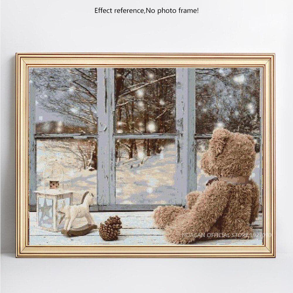 5D DIY Diamond Painting Cartoon Cute Bear Full Drill Round Rhinestone Diamond Embroidery 20X30CM