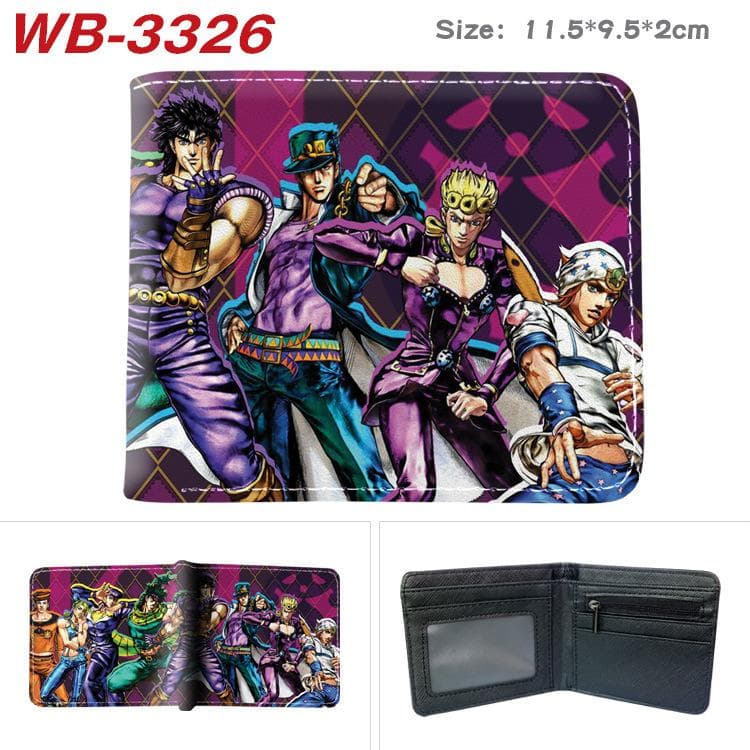 JoJo's Bizarre Adventure Wallet PU Leather Bi-Fold Purse With Coin Pocket Card Holder 2 fold
