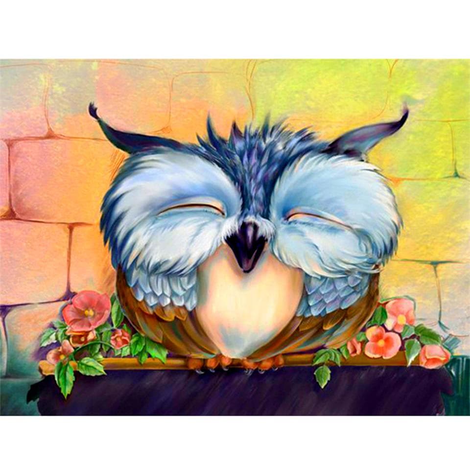 5D Diamond Picture Embroidery Home Decoration Cartoon Owl Painting Full Drill Mosaic Cross Stitch 20X30CM