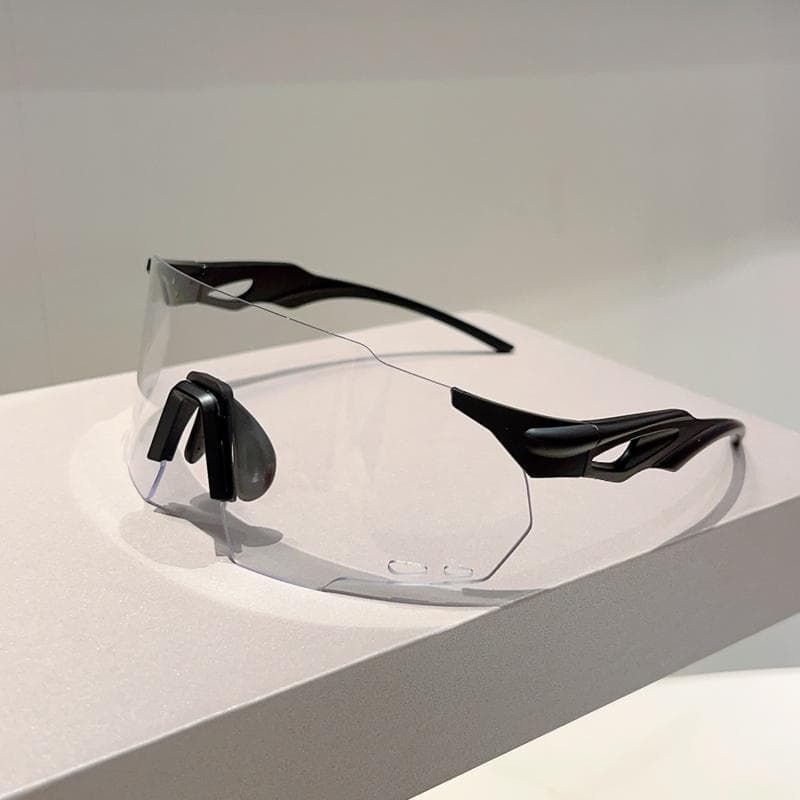 KAMMPT Rimless Oversized Sports Sunglasses Men Wrapped Round Mirror Cycling Protective Shades Trendy Outdoor
