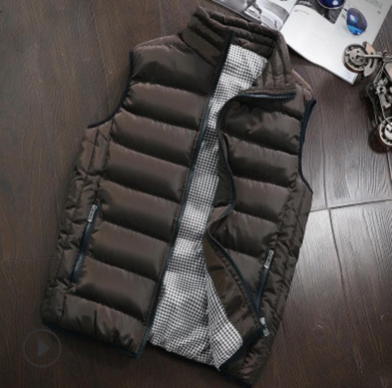 Men's Winter Stand Collar Warm Sleeveless Jacket Ultra Light White Casual Vest Men's Vest Large Size M-5xl XXXXL coffee