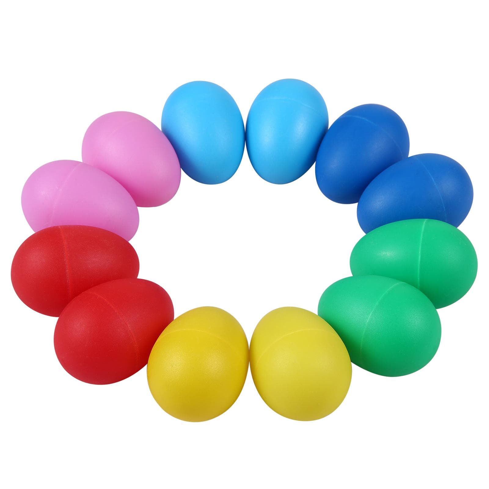 12 Pieces Egg Shakers Musical Instruments Percussion Egg for Kids Toys Plastic Easter Egg Shaker multicolour