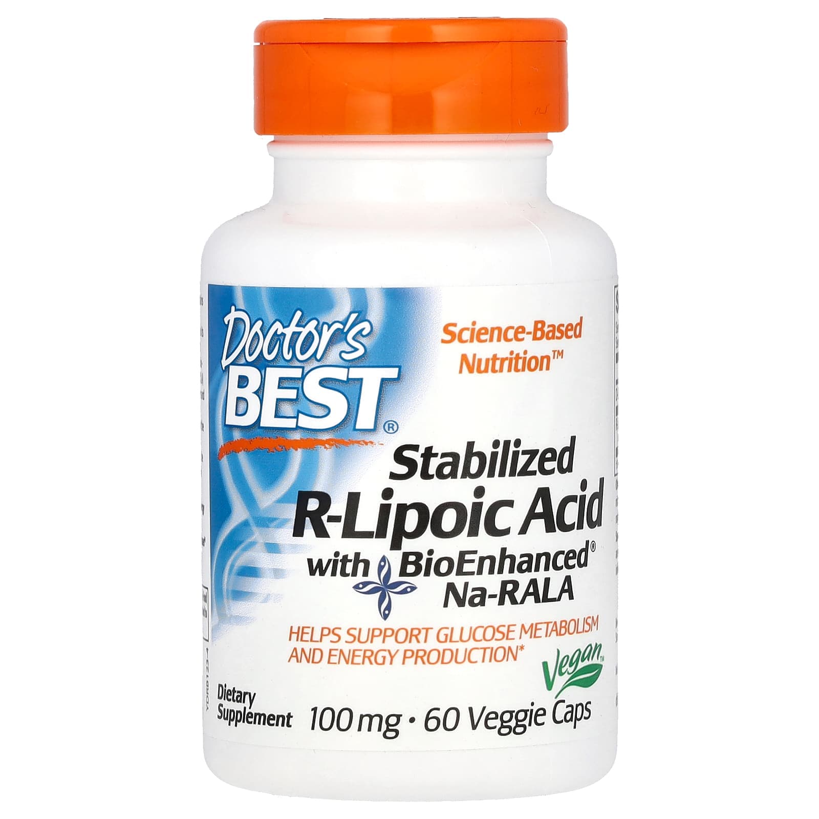 Doctor's Best, Stabilized R-Lipoic Acid with BioEnhanced Na-RALA, 100 mg, 60 Veggie Capsules