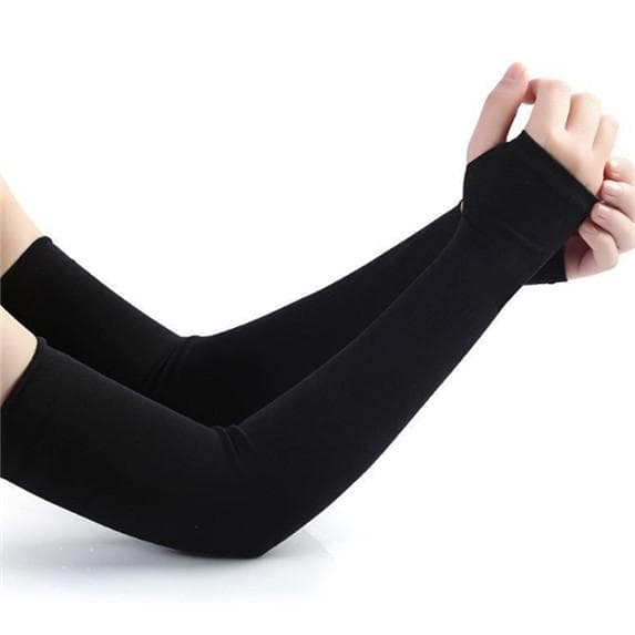 Long Gloves Scar Cover Arm Sleeves Ice Silk Sunscreen Arm Sleeves Sun UV Protection Arm Warmer Half Finger Sleeves 2 black