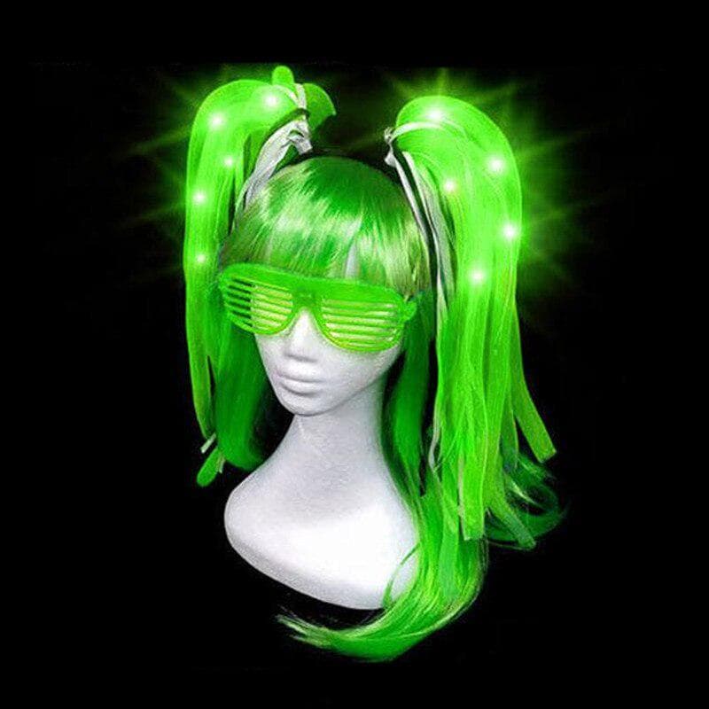 LED Flashing Noodle Hair Headband Kids Adults Light Up Pipe Headwear Halloween Costume green