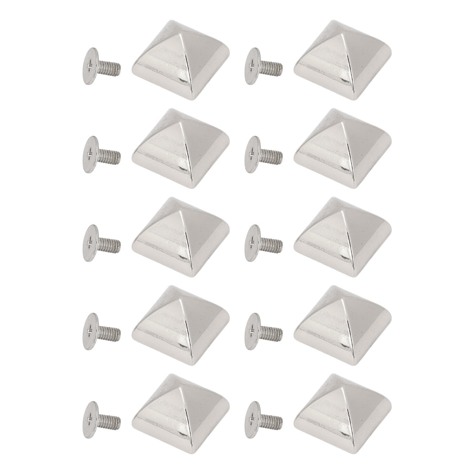 20 Sets Square Pointed Screw Rivets Set Zinc Alloy Pyramid Punk Leather Goods Bags Repair Kits for silver
