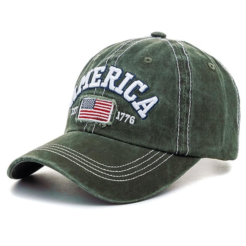 New Unisex Cap AMERICA Letter Embroidery Vintage Baseball Cap Men Women Casual Outdoor Streetwear Sports Hat 55cm-60cm army green