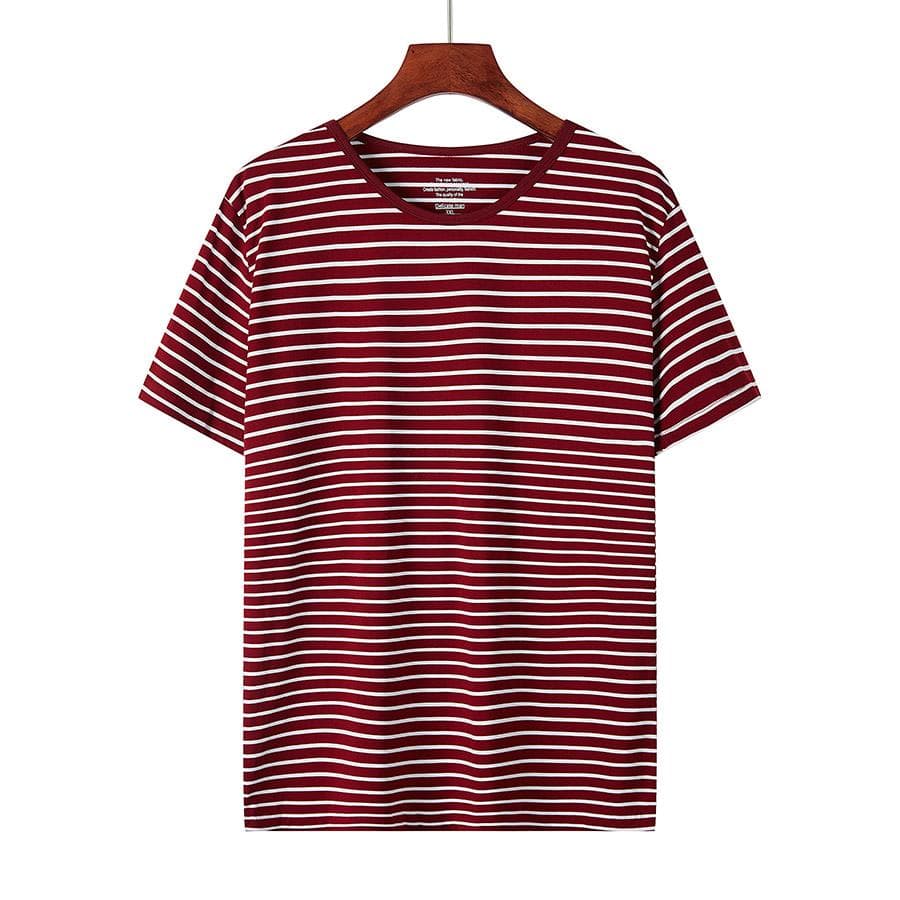 ZIRUNKING 2021 New Men Striped O-Neck Casual Short Sleeve Ice-feeling T-shirts Male Streetwear Autumn Spring Cotton Tees Tops TIAOGE XXXL