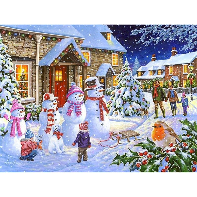 Diamond Embroidery Children Making Snowmen Diamond Painting Diamonds Mosaic Full Cross Stitch 20X30CM