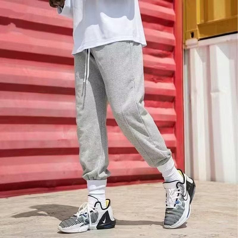Trendy Sports Men's Tied Feet Winter Thickened American Sweatpants Loose Basketball Pants Straight XXXL