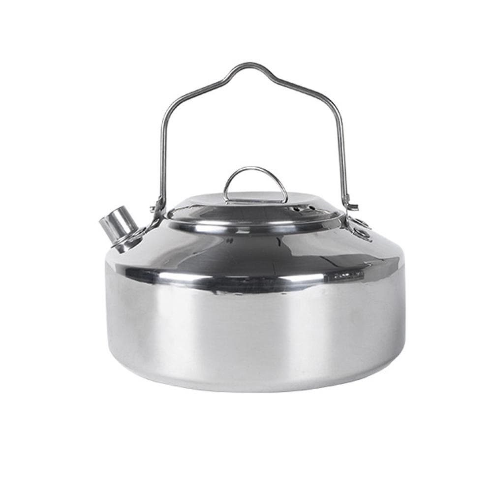 Outdoor Stainless Steel Kettle Locking Handle Camping Hung Pot Portable Coffee Pot Picnic Cooker 1L silver