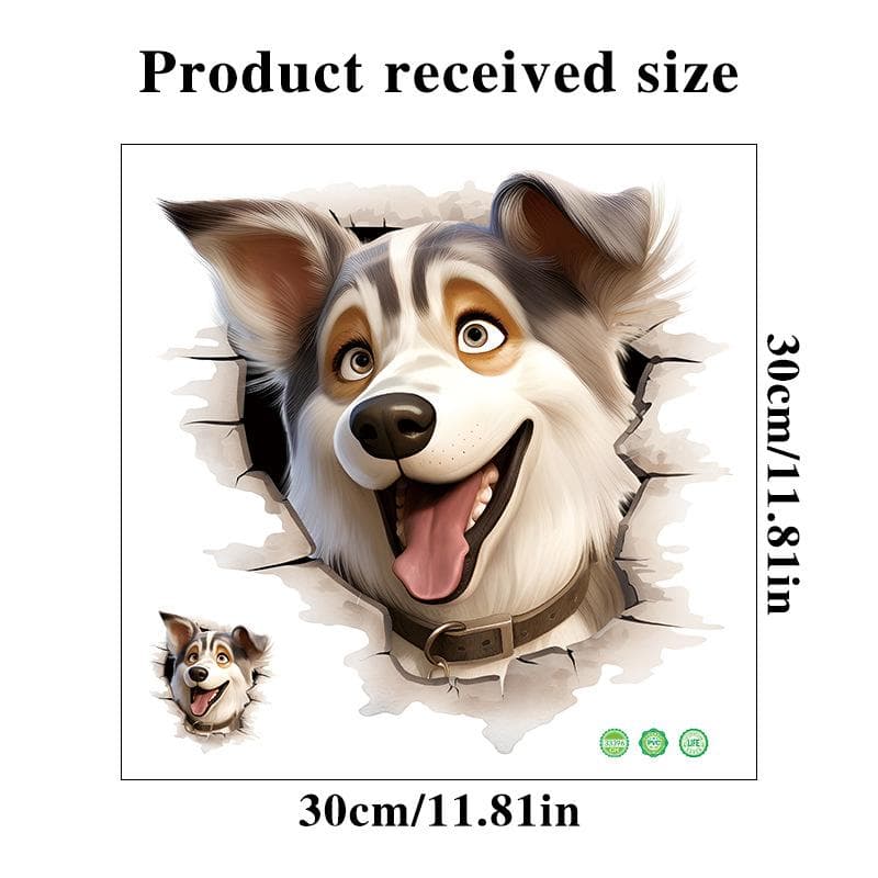 Cartoon Cute Pet Dog Wall Sticker Bathroom Toilet Sticker Cabinet Decoration Waterproof Self Adhesive Puppy Decals 30x30cm