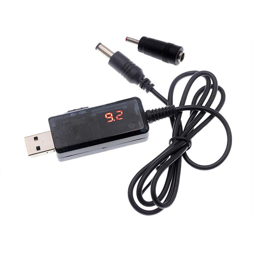 USB Step-up Converter Cable DC5V to 9V 12V Boost Power Cable with DC Jack 5.5x2.1/2.5mm 3.5x1.35mm black