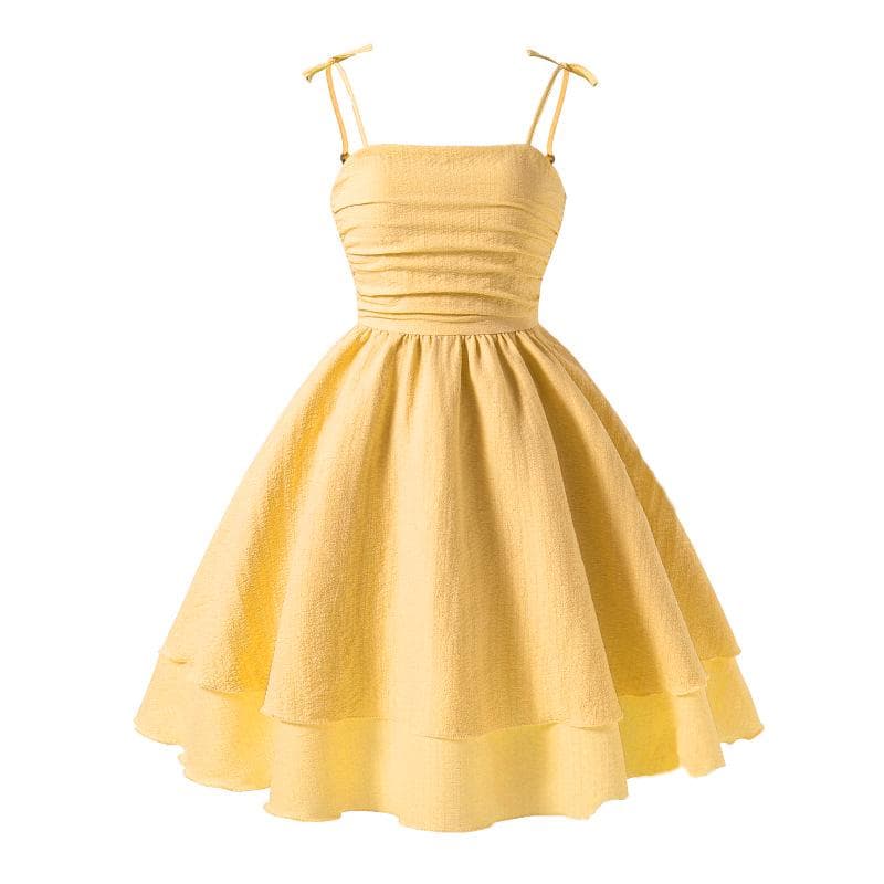 Girls' 2025 Spring/Summer Sling Princess Dress - European & American Style 16Y yellow