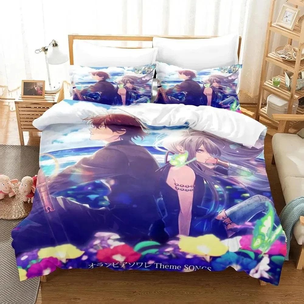Anime Game Olympia Soire Bedding Set Boys Girls Twin Queen Size Duvet Cover Pillowcase Bed Boys Adult Home Textileextile EU single(135x200cm)