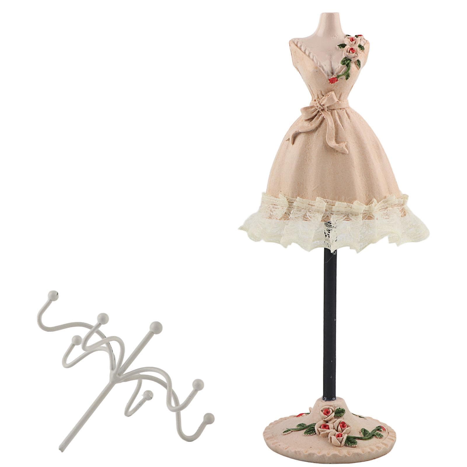 Jewelry Stand Display Earrings Necklace Storage Polyresin Doll Holder with Rotatable