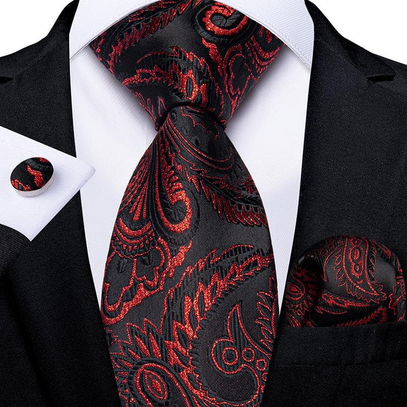 Luxury Mens Necktie Set Business Tie Silk Hanky Cufflinks Set N-7451