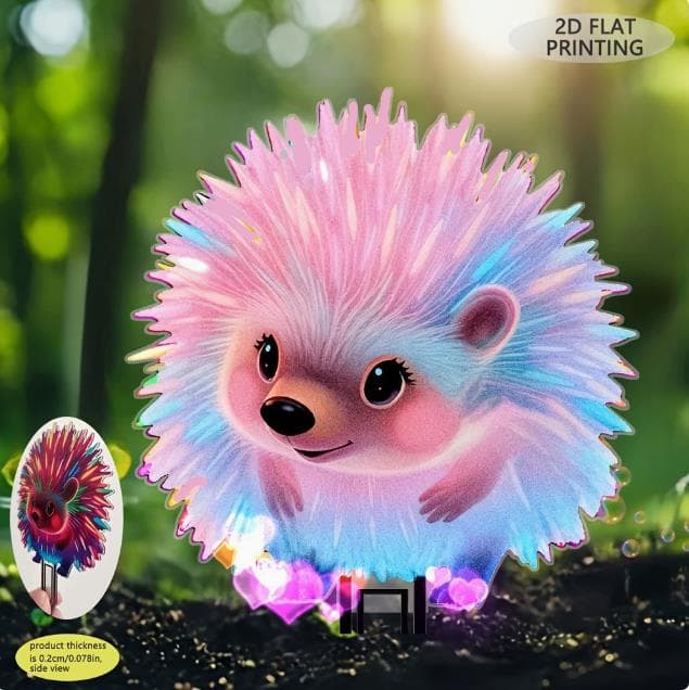 1PC Luminous Hedgehog Garden Floor Plug - UV Activated Neon Color, No Power Required, Lightweight Outdoor/Interior Decoration 1pcs pink