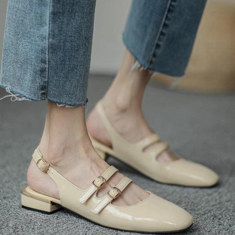 BaoTou Womens Sandals Summer Low Heels Square Mary Jane Shoes for Women Modern Sandals Buckle Strap Sandals Sexy Slingback Shoes 35 apricot