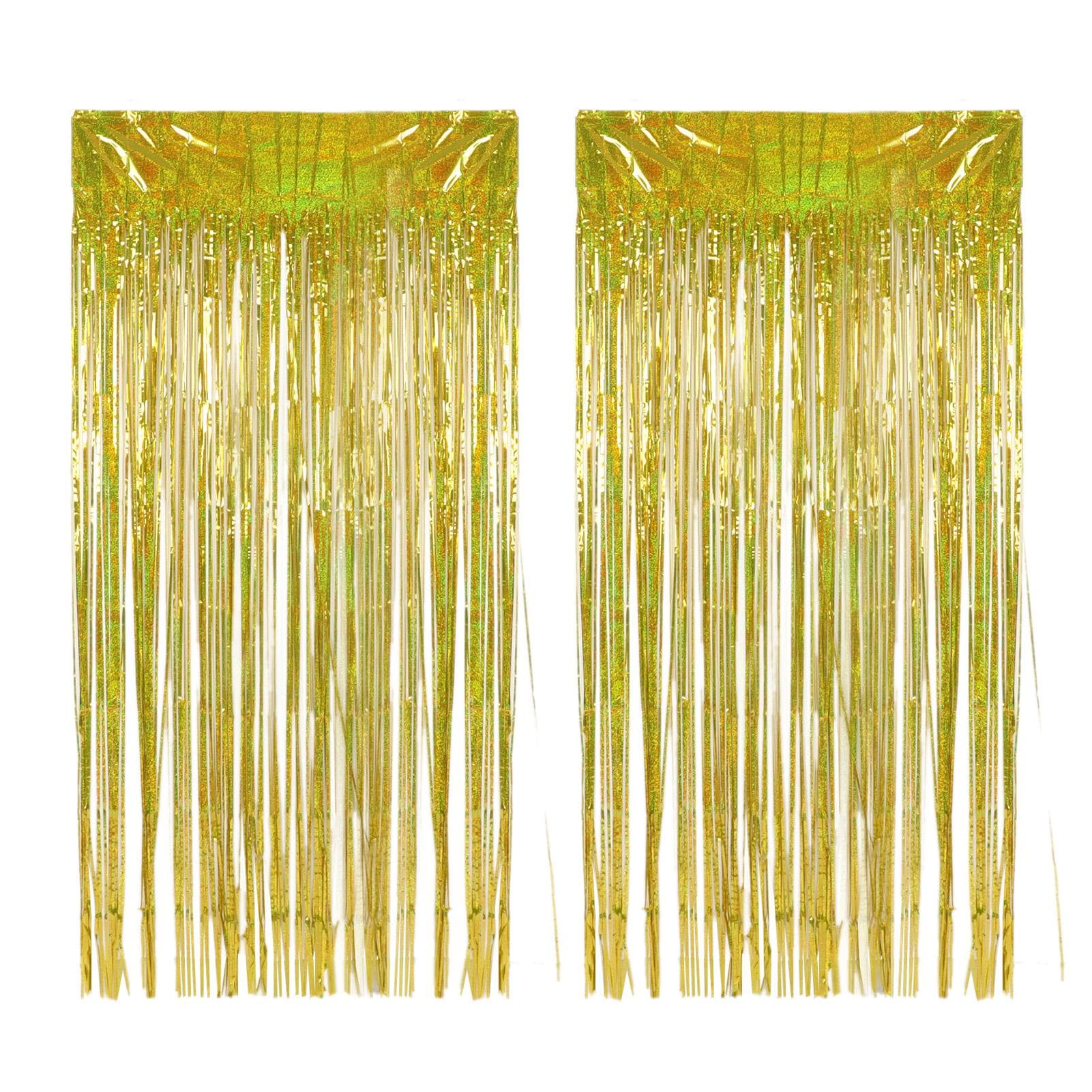 2pcs Foil Fringe Curtain Fringe Backdrop for Wedding Engagement Bridal Shower Birthday Party Stage
