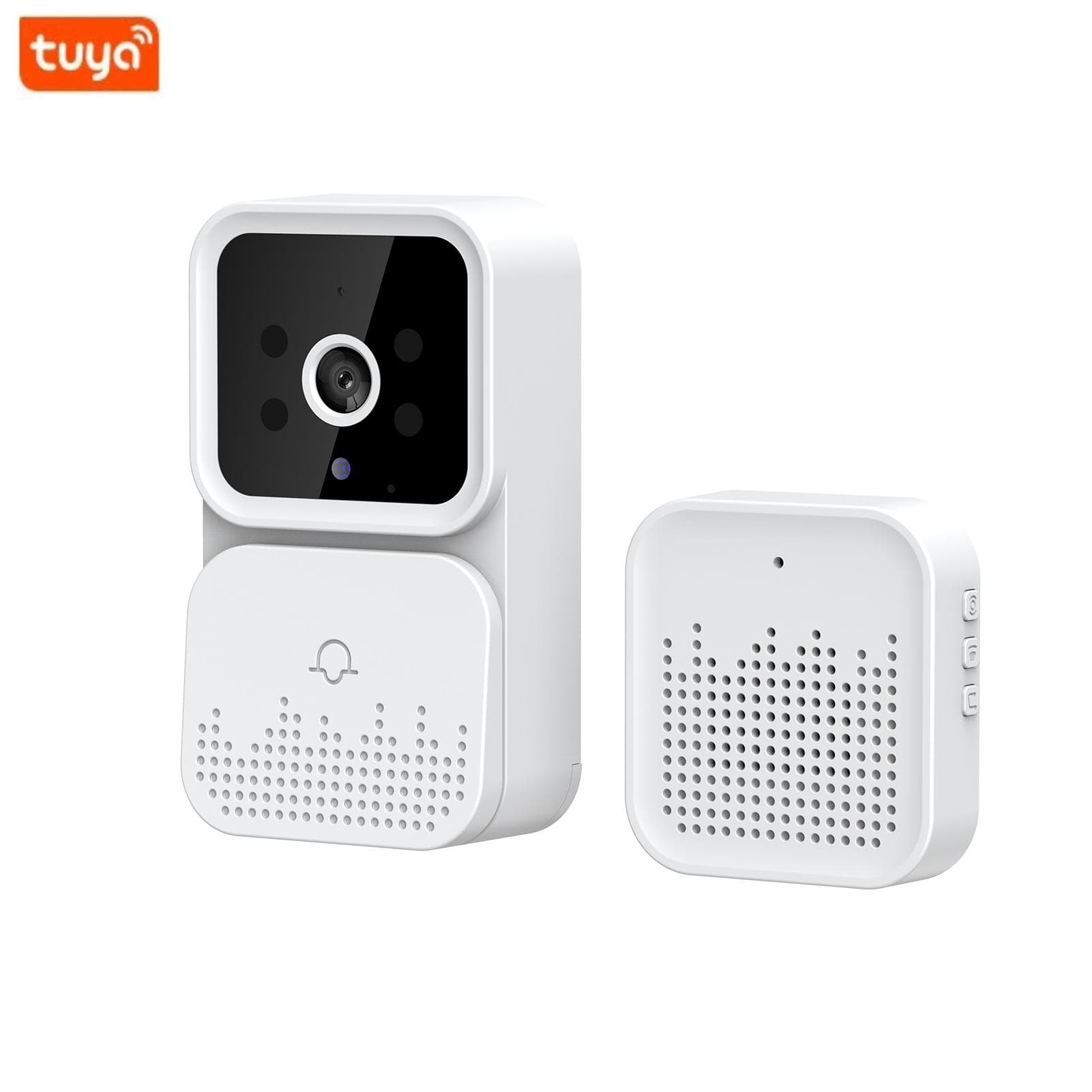tuya Smart Video Doorbell Wireless HD Camera PIR Motion Detection IR Alarm Security Door Bell Wi-Fi Intercom for Home Apartment white
