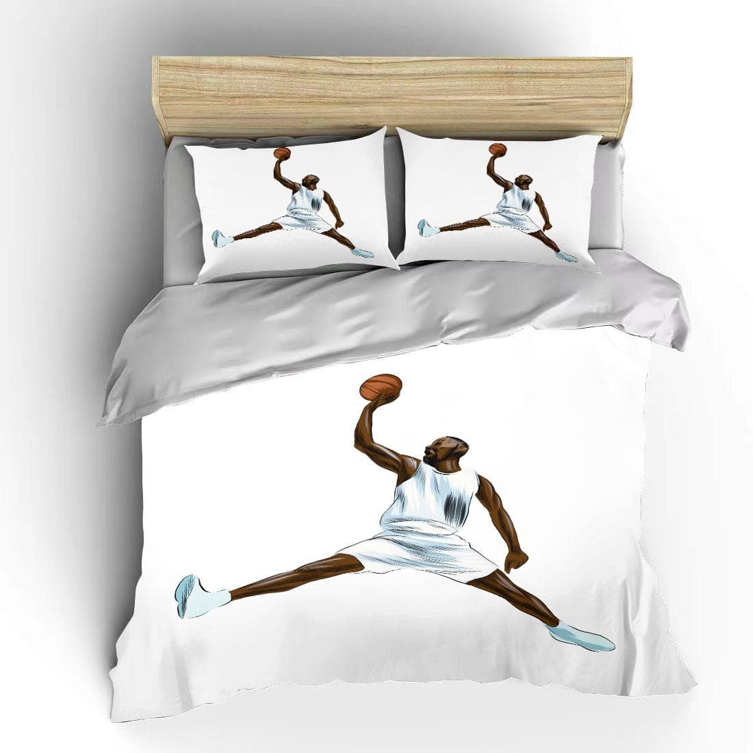 Cute Cartoon Basketball Characters Double Bed Duvet Cover Bed European Bedding Sets Home Pillow Cases Bedroom Bedding Sets EU single(135x200cm)