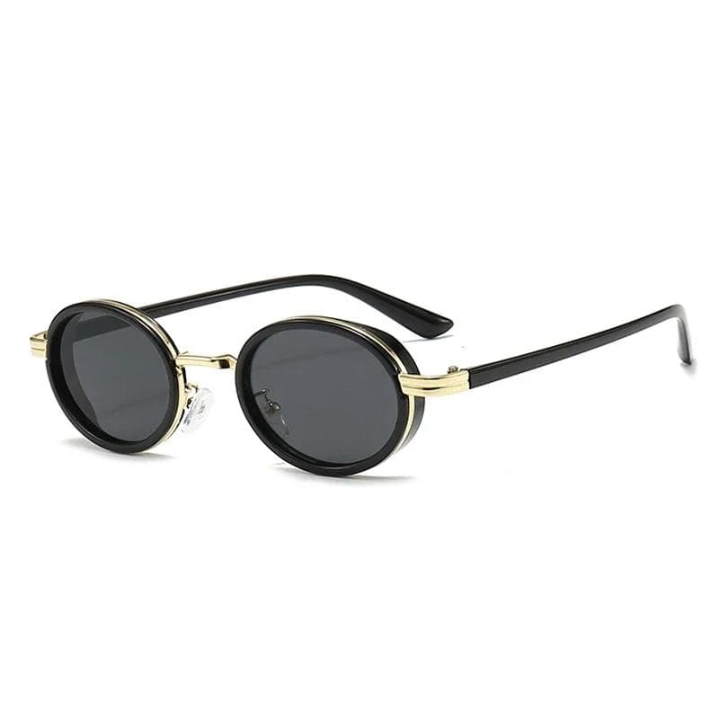 Women Vintage Round Frame Sunglasses Small Elliptical UV400 UV Resistant Steam Punk Ladies Sun Glasses As the picture
