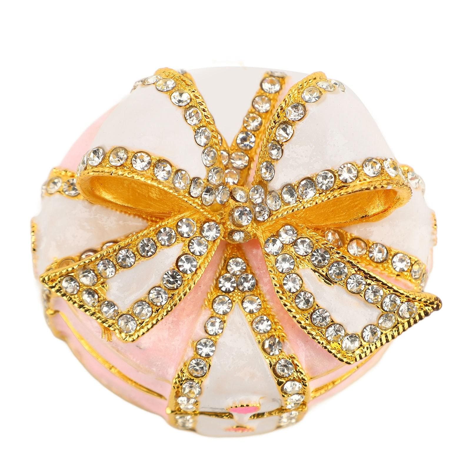 Bow Knot Jewelry Box Alloy Small Vintage Enameled Hinged Decorative Trinket Box for Birthdays pink