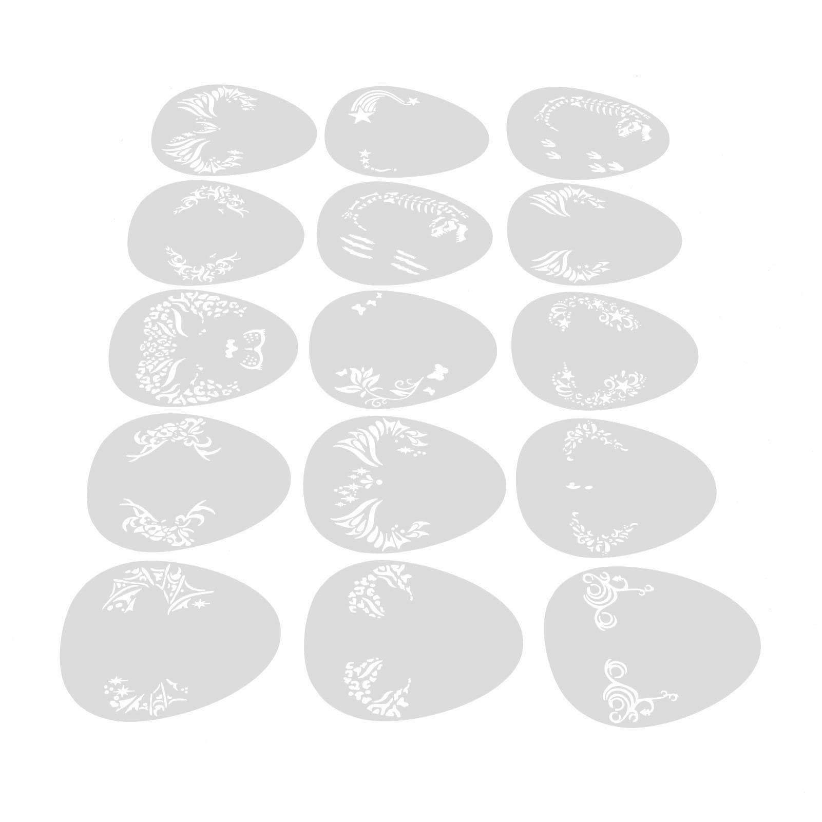 15 Pcs Face Paint Stencils Set PP Reusable Temporary Face Painting Makeup Drawing Patterns DIY Art