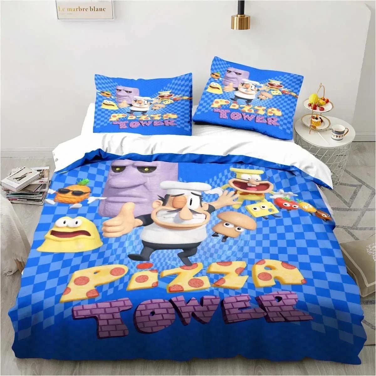 Pizza Tower Classic Pixel Style Game Bedding Set Duvet Cover Bed Set Quilt Cover Pillowcase Comforter king Queen Size Boys Adult US Full 200x230cm