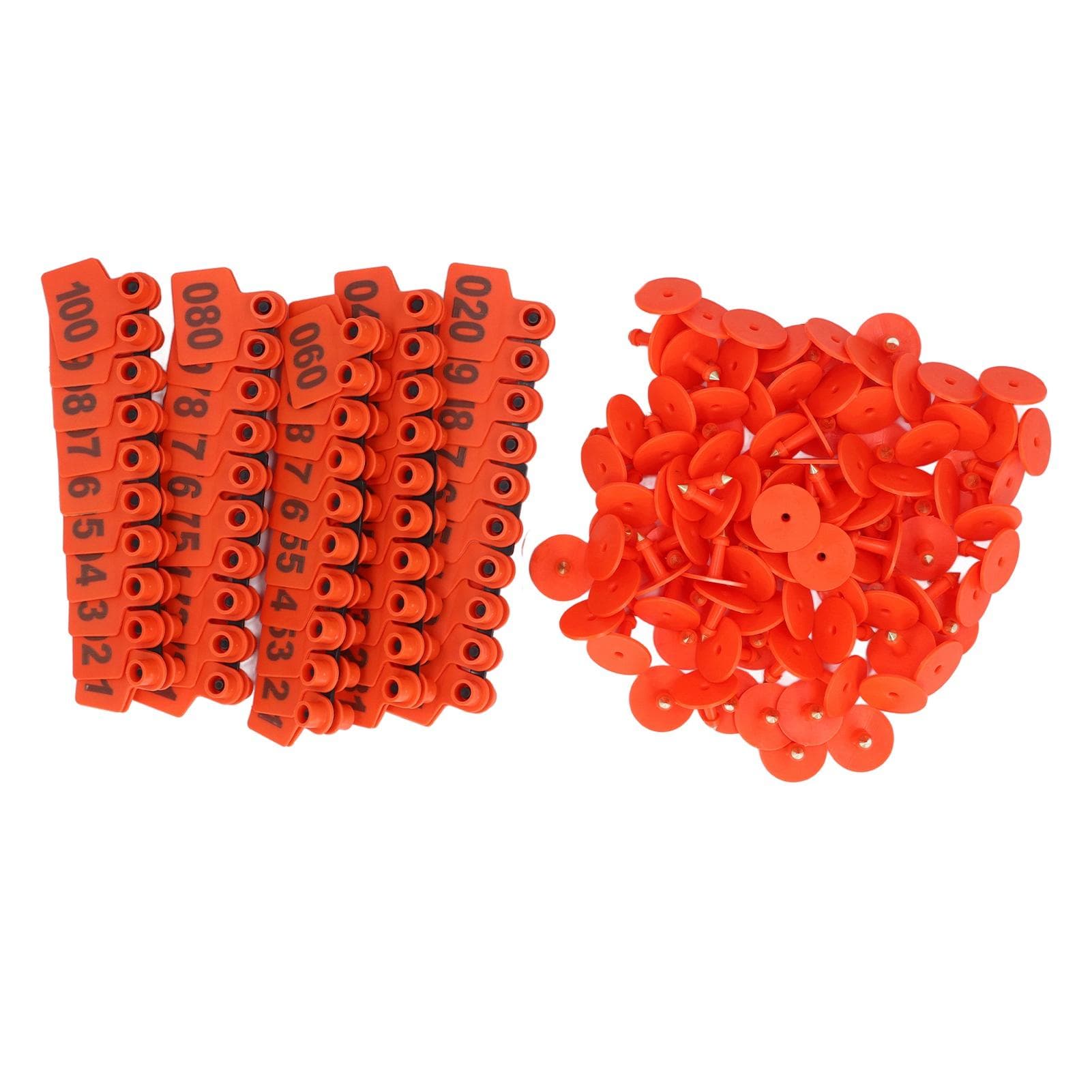 100PCS Cattle Ear Tags Numbered 001?100 Livestock Animal Ear Tag for Cows Calves Pigs Goats Animal orange